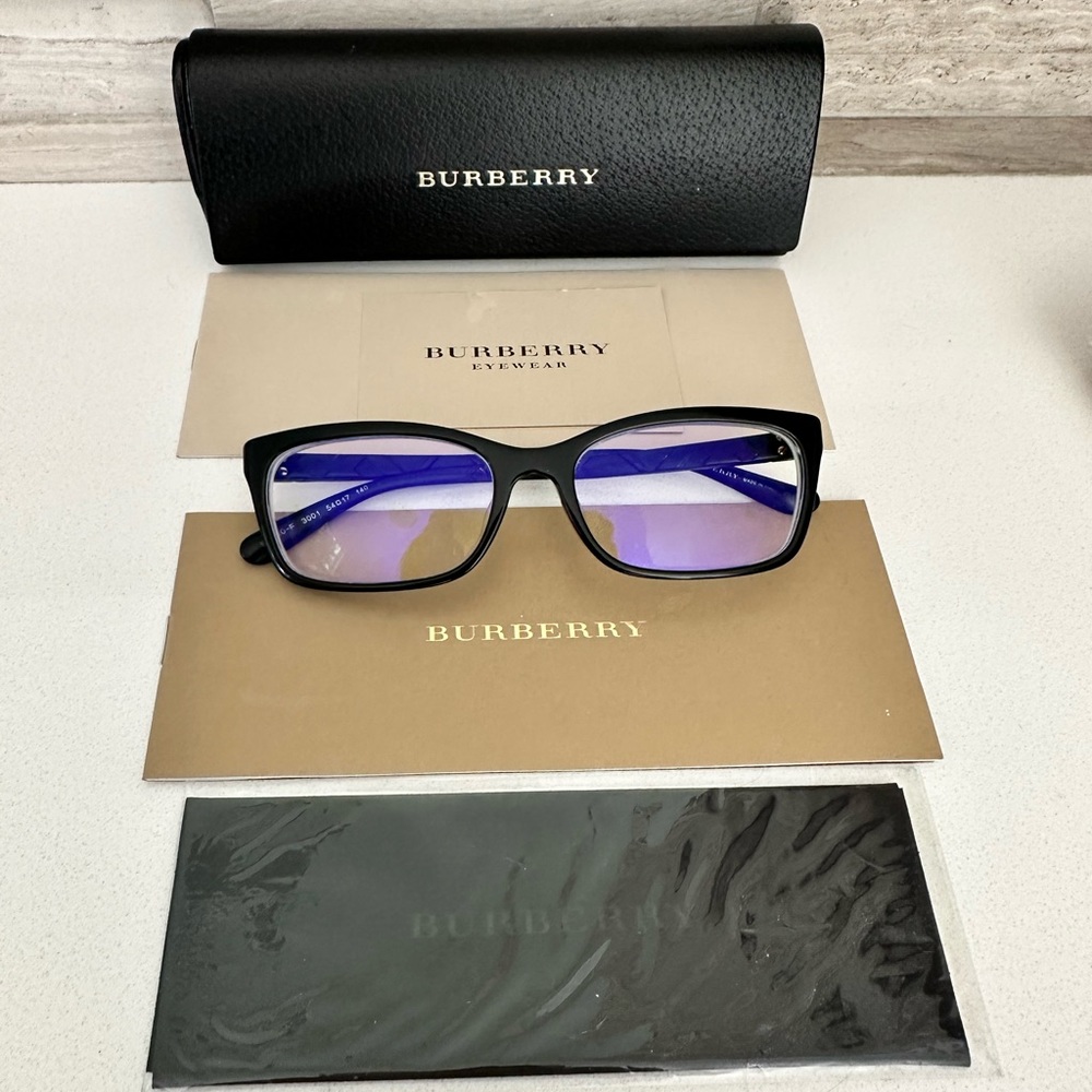 Burberry eye wear glasses, includes case, dust cloth